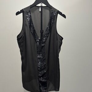 Old Navy Black Sleeveless Sequin Blouse